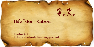 Héder Kabos névjegykártya